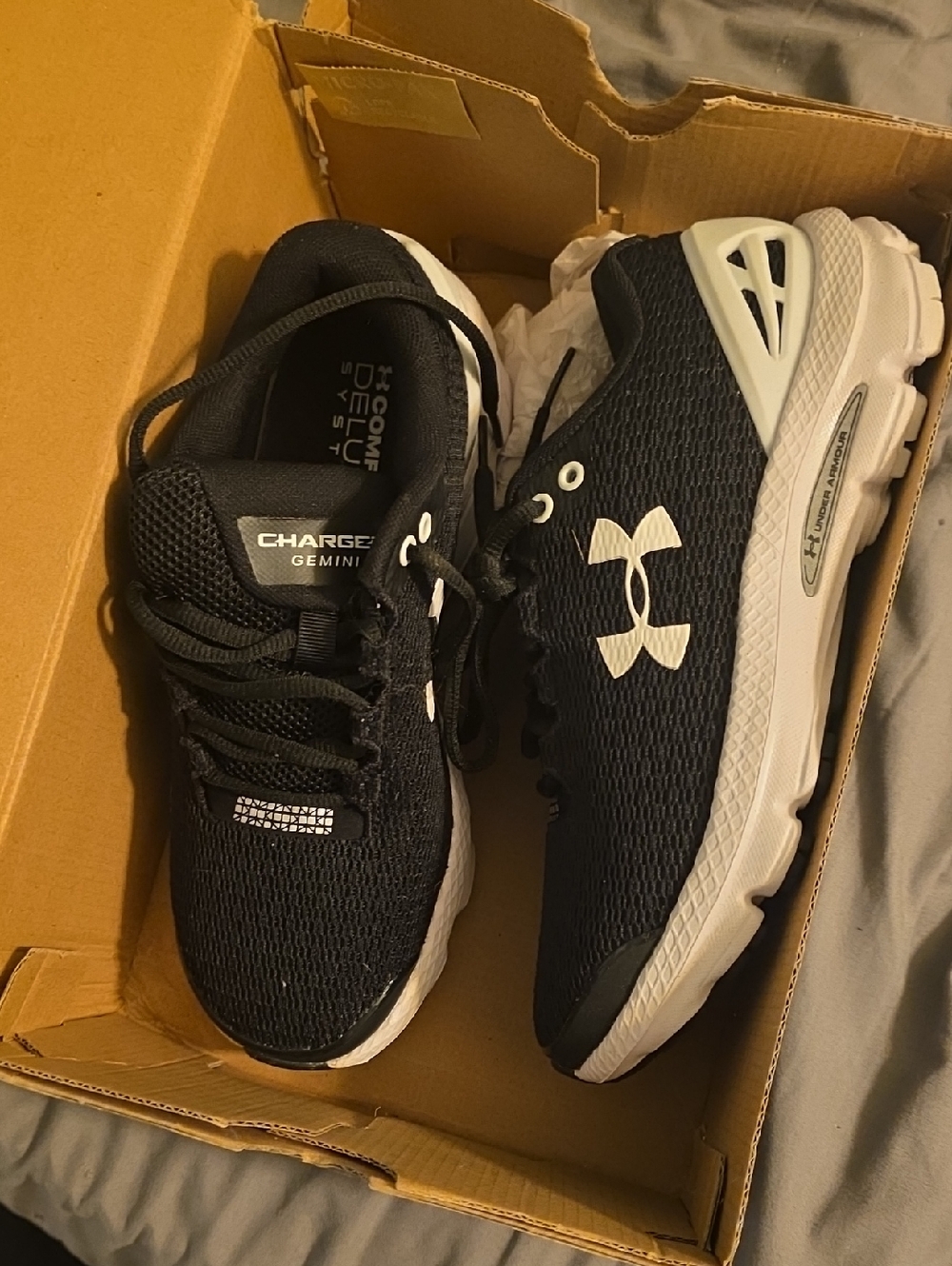 Under Armour Charged Gemini Running Shoes - Black & White